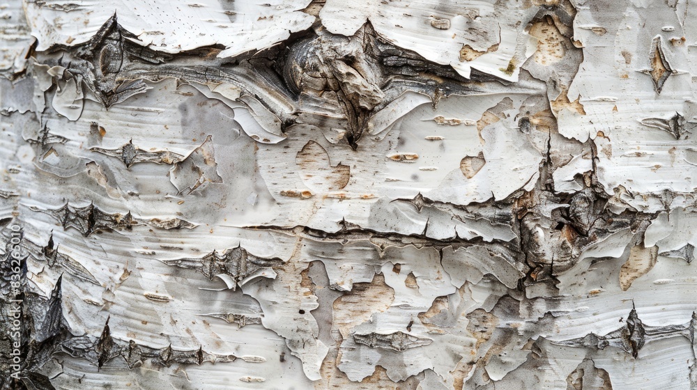 Poster close up shot of birch bark for a textured background the bark s surface as an abstract background
