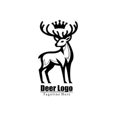 The best deer logo design with a crown on its head