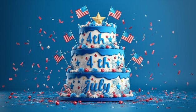 Sweet Independence Day Treat, three layer, festive desert, USA flags