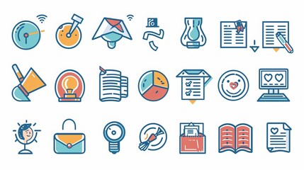 Educational website symbols with clean lines.