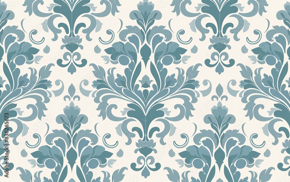 Wall mural vector illustration Seamlessly damask wallpaper pattern luxurious backgrounds 