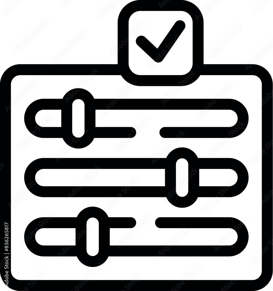 Poster simple outlined icon depicting a checklist with checkmark symbolizing task completion