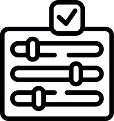 Simple outlined icon depicting a checklist with checkmark symbolizing task completion