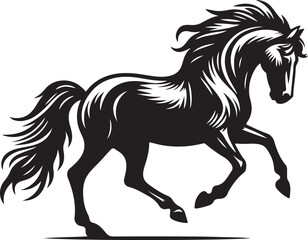 Horse vector, silhouette style and white background.