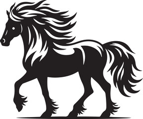 Horse vector, silhouette style and white background.