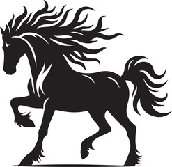 Horse vector, silhouette style and white background.