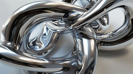 Metallic twisted torus shapes on neutral backdrop, 3D render
