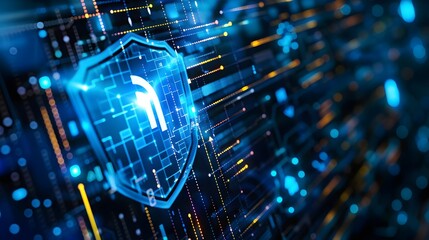 Abstract Technology Cybersecurity Lock Breach Prevention Background (Generative AI)