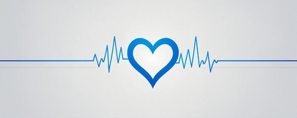 Blue heart with a stylized heartbeat line