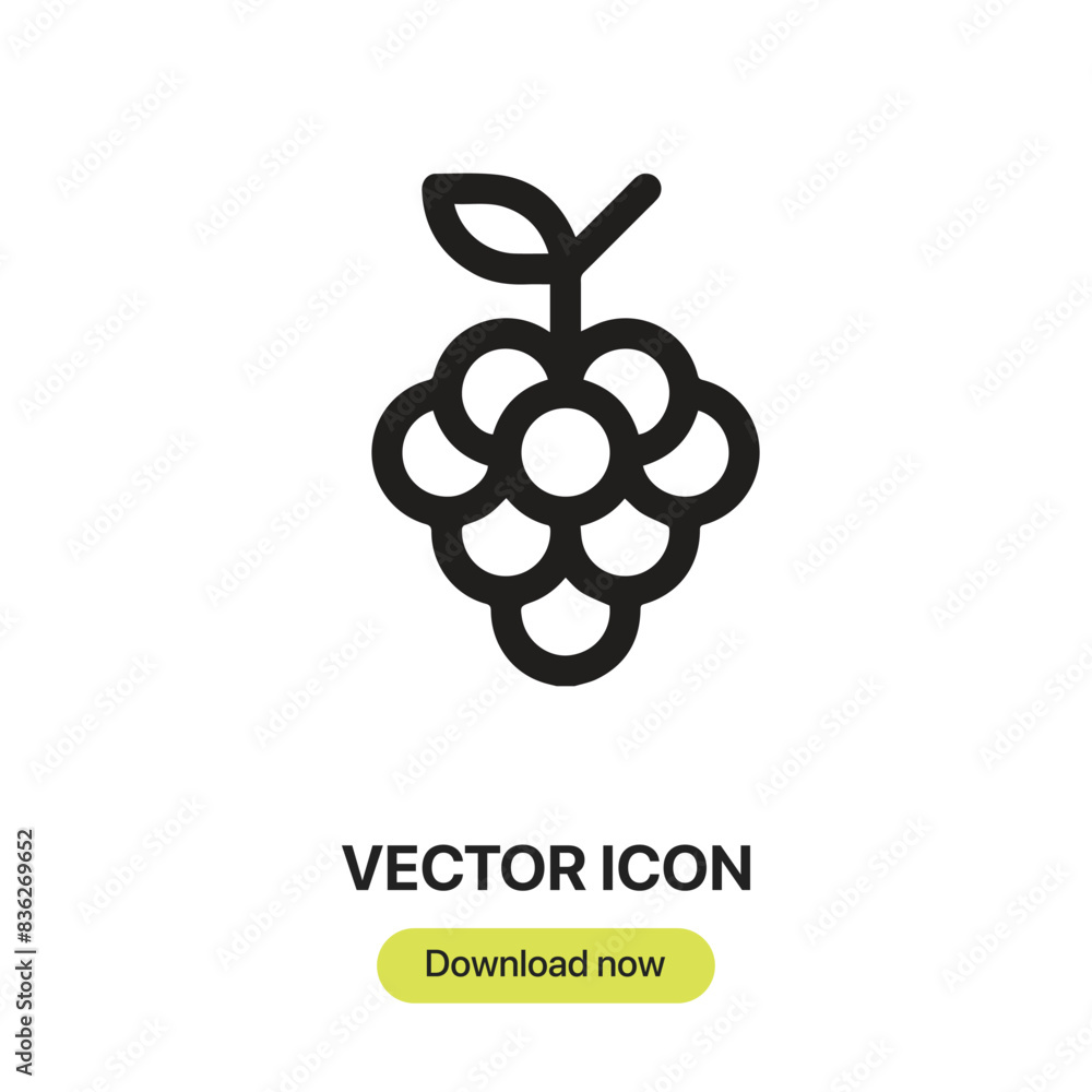 Aufkleber Grapes icon vector. Linear-style sign for mobile concept and web design. Grapes symbol illustration. Pixel vector graphics - Vector.