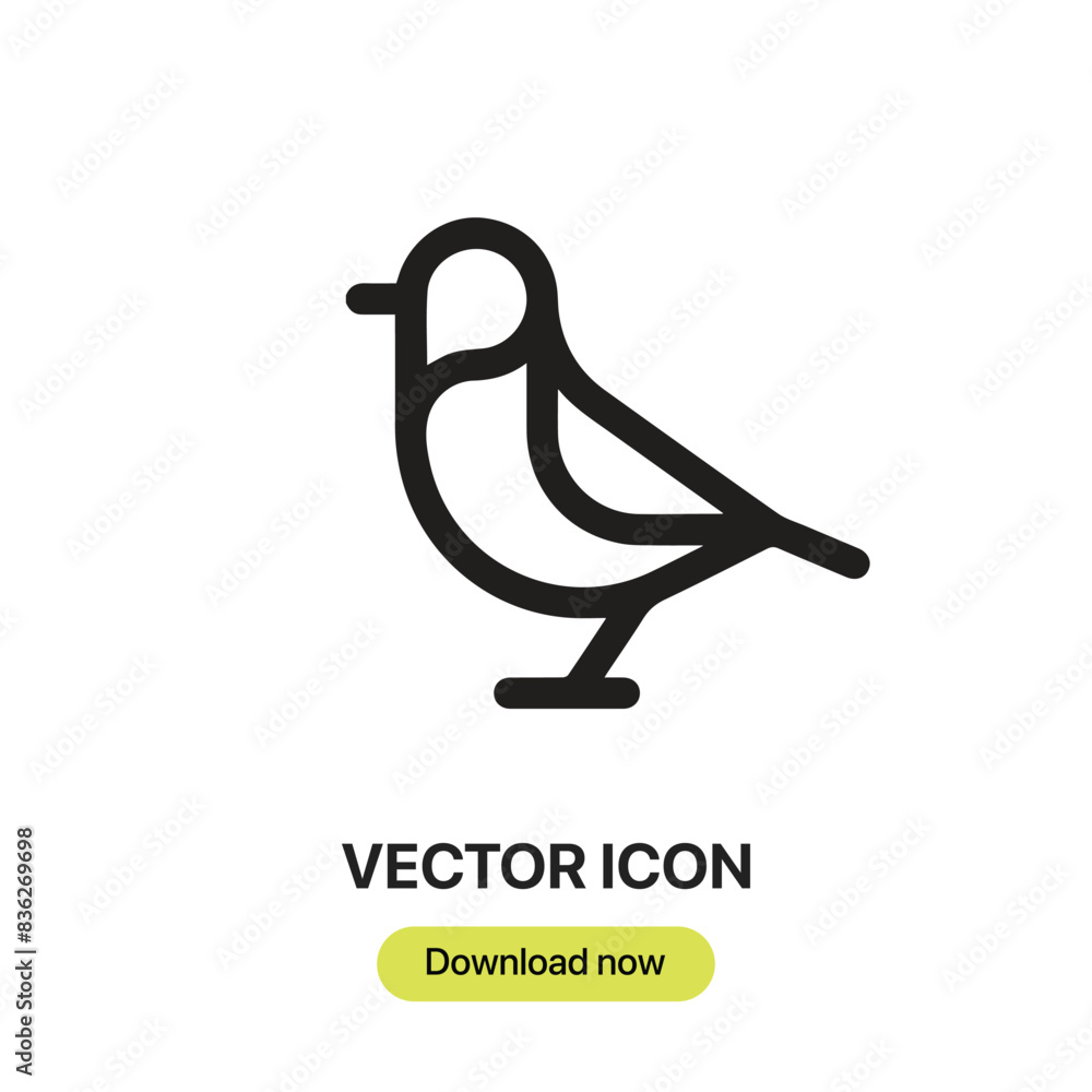 Leinwandbilder bird icon vector. linear-style sign for mobile concept and web design. bird symbol illustration. pix