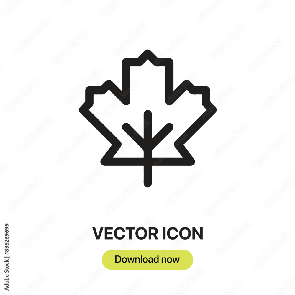 Poster maple leaf icon vector. linear-style sign for mobile concept and web design. maple leaf symbol illus