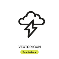 Thunderstorm icon vector. Linear-style sign for mobile concept and web design. Thunderstorm symbol illustration. Pixel vector graphics - Vector.