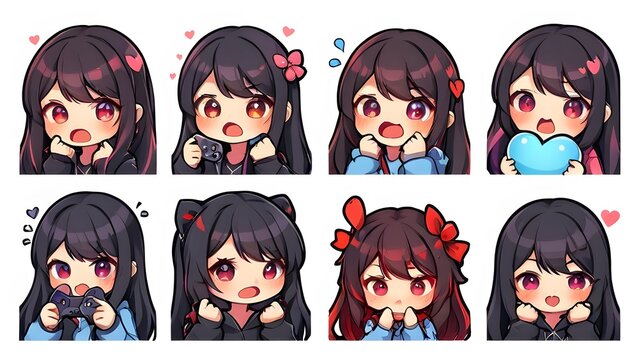 gamer girl twitch emote set