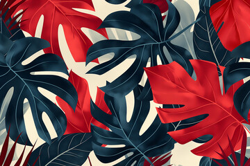 exotic floral jungle pattern. Collage contemporary seamless pattern, foliage botanical tropical leaves, tile
