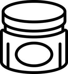 Simple black line illustration of a cosmetic cream container