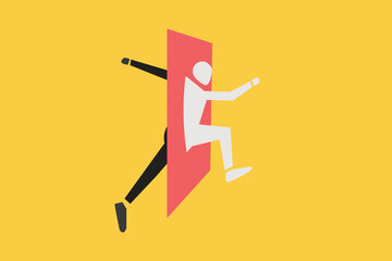 Businessman escape from trap. concept of escape from comfort zone, experience new challenge and break free for freedom