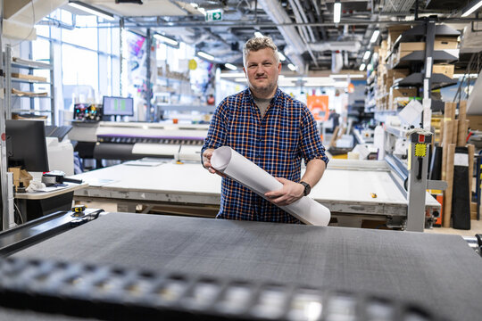 Man working in a printing factory