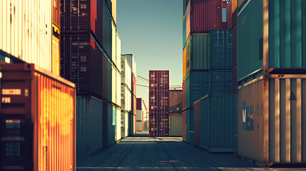 Fototapeta premium the logistics of unloading containers from a cargo ship at an industrial port for yard transport.