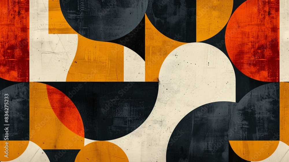 Aufkleber abstract geometric pattern with bold colors and textured background - modern art design featuring ci