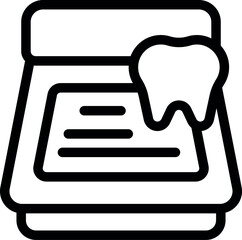 Black and white line art icon of a tooth above a calendar, symbolizing a dental appointment