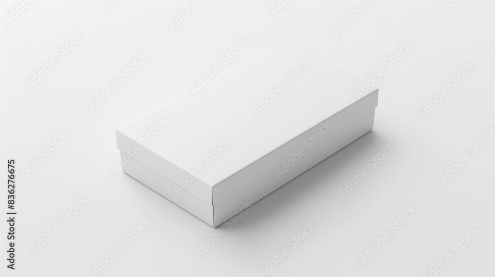 Poster plain white box with a lid on top of a white background. the box appears to be made of a matte mater