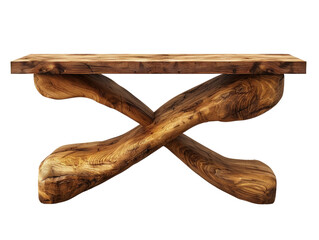 Rustic wooden table with cross leg design. Perfect for interior decor, adding a natural touch to any space. Handcrafted and durable.