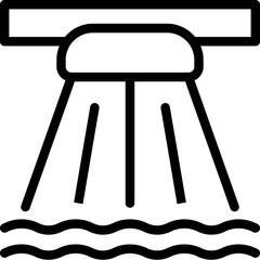 Black and white vector illustration of a hydroelectric power dam icon