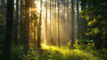 Fototapeta premium Forest morning sunshine