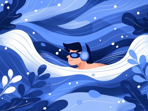 A male swimmer in a pool, wearing a bathing cap and swimming goggles, emerges from the water.
Concept: sporting events, swimming training, preparation for competitions