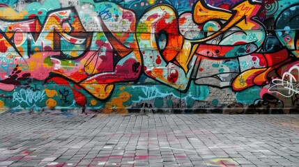 Naklejka premium A graffiti covered the street wall, background