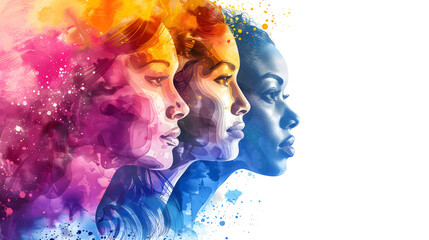 Women's day background poster symbolizing strength, team work, and determination, concept of women empowerment. Suitable for Women's Day events, women's rights campaigns,...