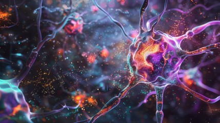 Nerve cell communication: Visualize how nerve cells communicate through synapses, highlighting neurotransmitter release and reception.