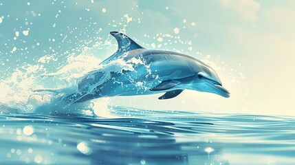 Naklejka premium A playful dolphin leaping out of the water