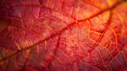 Close-Up of Vibrant Autumn Leaves: Highlight the rich colors and intricate details of autumn leaves in a close-up shot.