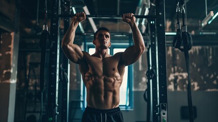 Fitness enthusiast working out, muscular man is performing a workout routine in a gym - Powered by Adobe