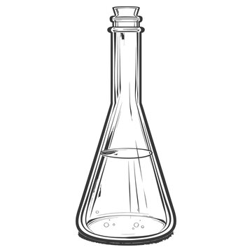 erlenmeyer flask tube laboratory glassware with engraving style black color only