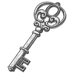 flat key with engraving style black color only