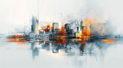 Abstract Urban Skyline: Capture the dynamic energy of a modern urban skyline