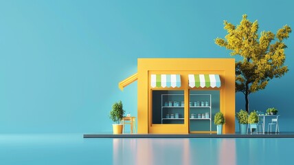 3d realistic store. Online shopping concept

