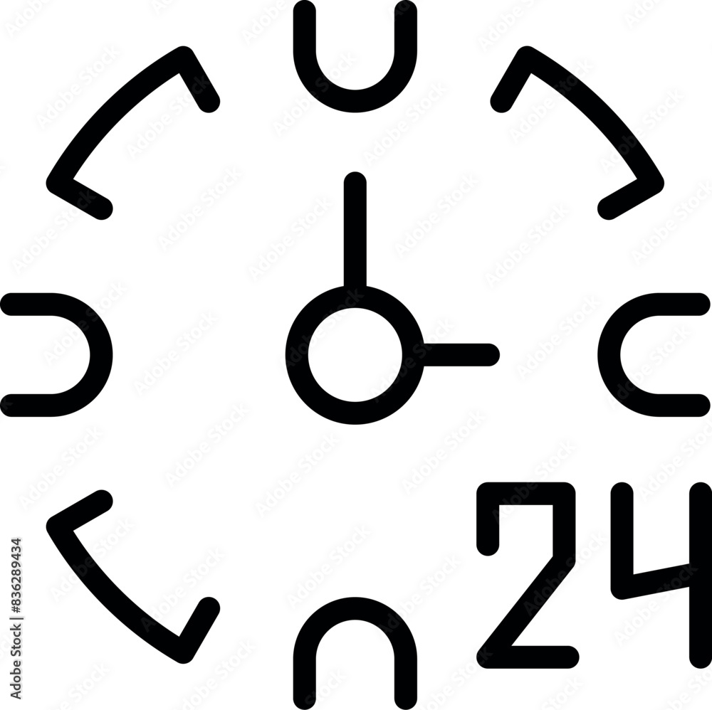 Poster 247 customer service clock icon for continuous operations and uninterrupted support always available