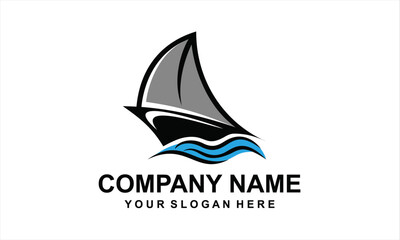 logo of a sailing ship crashing through the waves