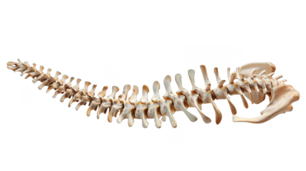 3D illustration of human spine, transparent background