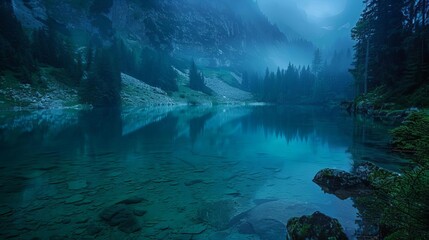 Germany, Bavaria, Allgaeu Alps, Oberstdorf, Seealpsee in mountain landscape