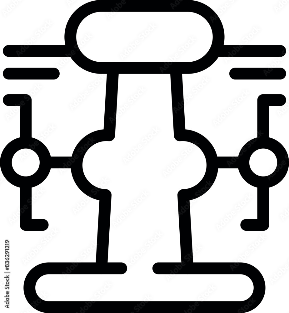 Poster vector icon illustration of a stylized chemical flask with three connection points