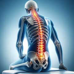 A medical illustration showing an x-ray, medical, x-ray, back, pain, medical illustration, ai genetive