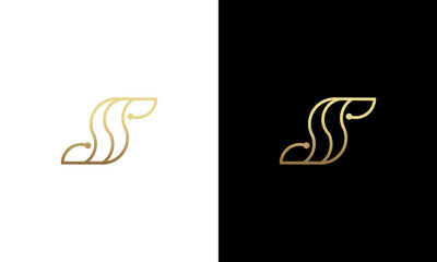 letter s abstract gold colored monogram logo design vector