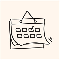 Calendar doodle. Calendar schedule hand drawn sketch style icon with illustration style doodle and line art
