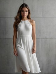Fototapeta premium beautiful woman in a white dress