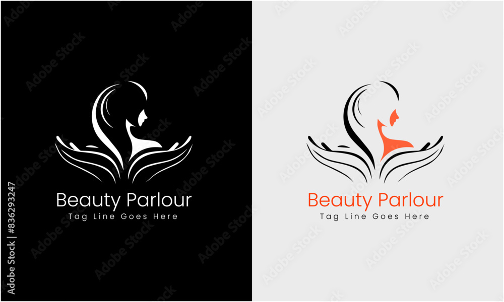 Wall mural ladies parlous, girl body massage, hairstyle, beautiful body fitness icon logo sample template